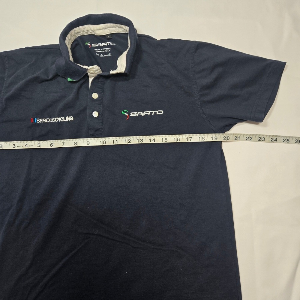 Sarto Serious Cycling Polo Shirt Mens M / L Blue Made In Italy Bike Road Core - Picture 7 of 10